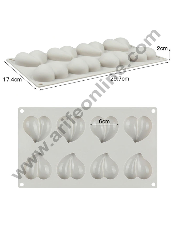 Cake Decor Silicon 8 Cavity Heart Mousse Cake Mould Silicon Moulds SBSM-510