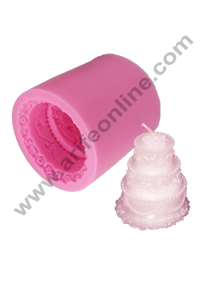 Cake Decor Silicon 3 tier Rose and Flower Soap Mould /Cake Muffin Mould Size : 5 x 5 x 6.5 CM