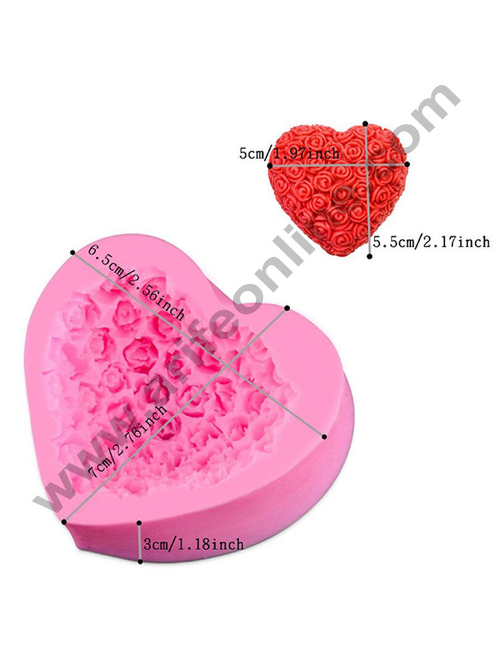 Cake Decor Silicon Small Heart Rose Soap Mould /Cake Muffin Mould Size : 6.5 x 7 x 3 CM