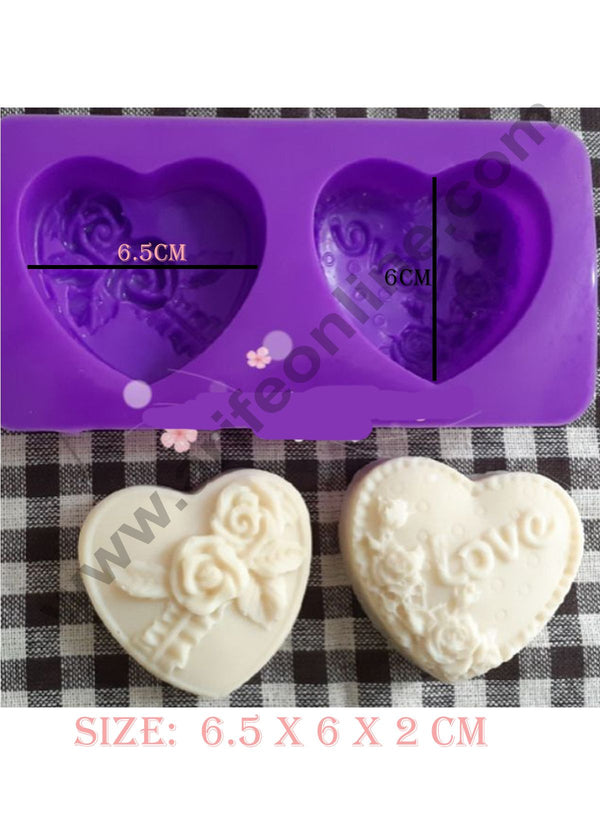 Cake Decor 2 Cavity Heart Dotted Rose Love Silicone Moulds for Soaps and Chocolate Jelly Desserts Mould