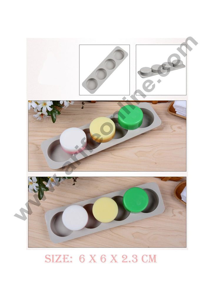 Cake Decor 4 Cavity Round Silicone Moulds for Soaps and Chocolate Jelly Desserts Mould