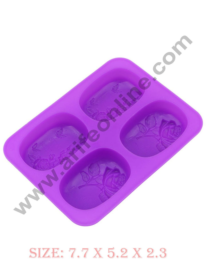 Cake Decor 4 Cavity Life & Rose ,Love & Rose Silicone Moulds for Soaps and Chocolate Jelly Desserts Mould