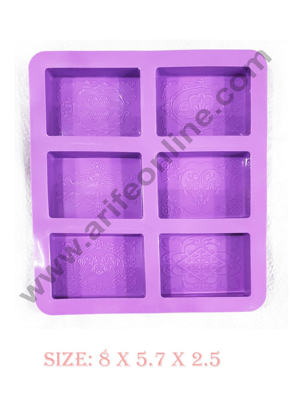 Cake Decor 6 Cavity Rectangle Frame Design Silicone Moulds for Soaps and Chocolate Jelly Desserts Mould