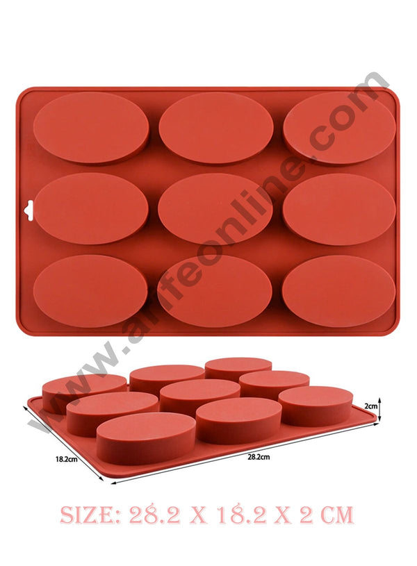 Cake Decor 9 Cavity Small Oval Silicone Moulds for Soaps and Chocolate Jelly Desserts Mould