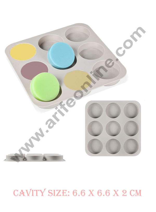 Cake Decor 9 Cavity Small Flat Round Silicone Moulds for Soaps and Chocolate Jelly Desserts Mould