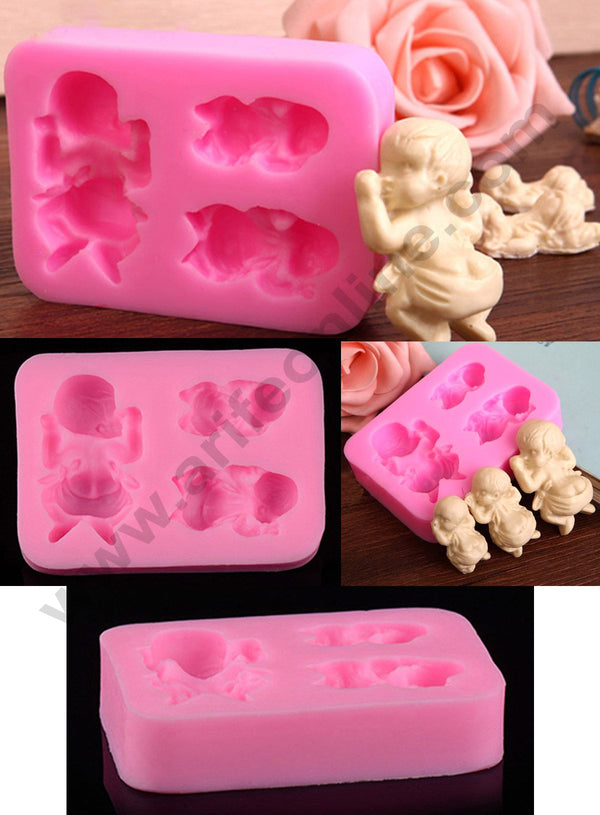 Cake Decor 3 Cavity Silicon Sleeping Baby Fondant Marzipan Mould