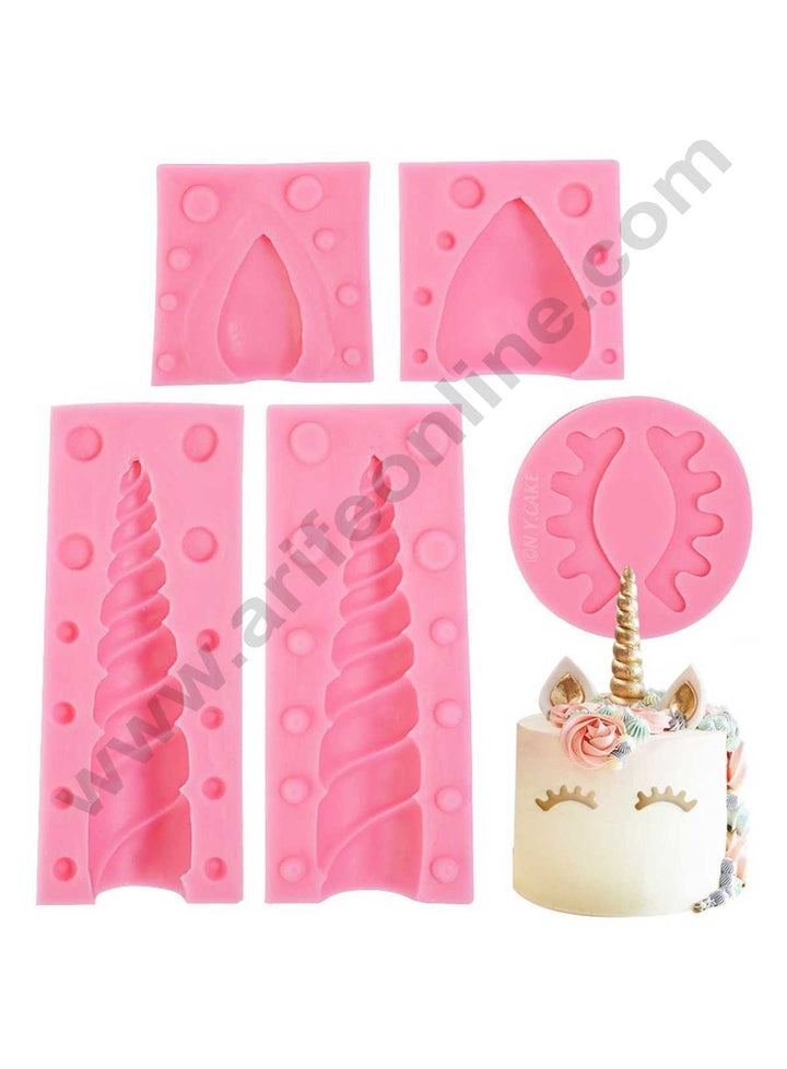 Cake Decor Silicon 5 Cavity Big Unicorn Horn Shape Fondant Clay Marzipan Cake Decoration Mould SBSP-691-1