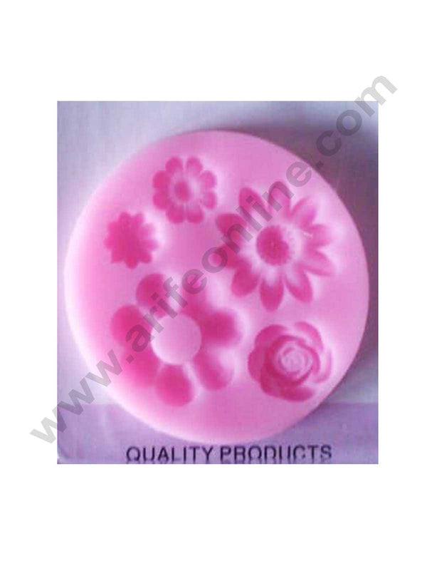 Cake Decor Silicon 5 Cavity Mixed Flower Shape Fondant Clay Marzipan Cake Decoration Mould SBSP-707