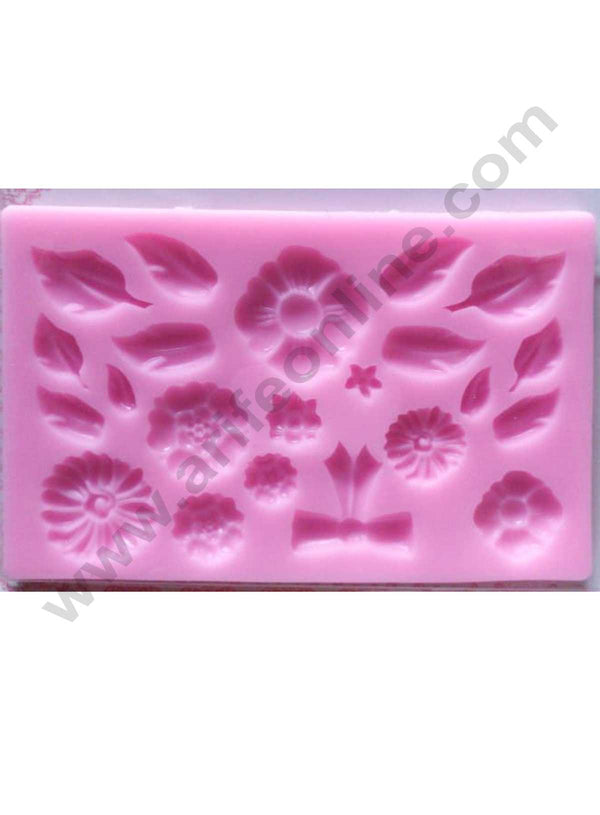Cake Decor Silicon 22 Cavity Mixed Flower with leaves Shape Fondant Clay Marzipan Cake Decoration Mould SBSP-708