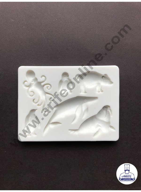 Cake Decor Silicone 6 Cavity Penguin Dolphin Seal Fondant Marzipan Mould