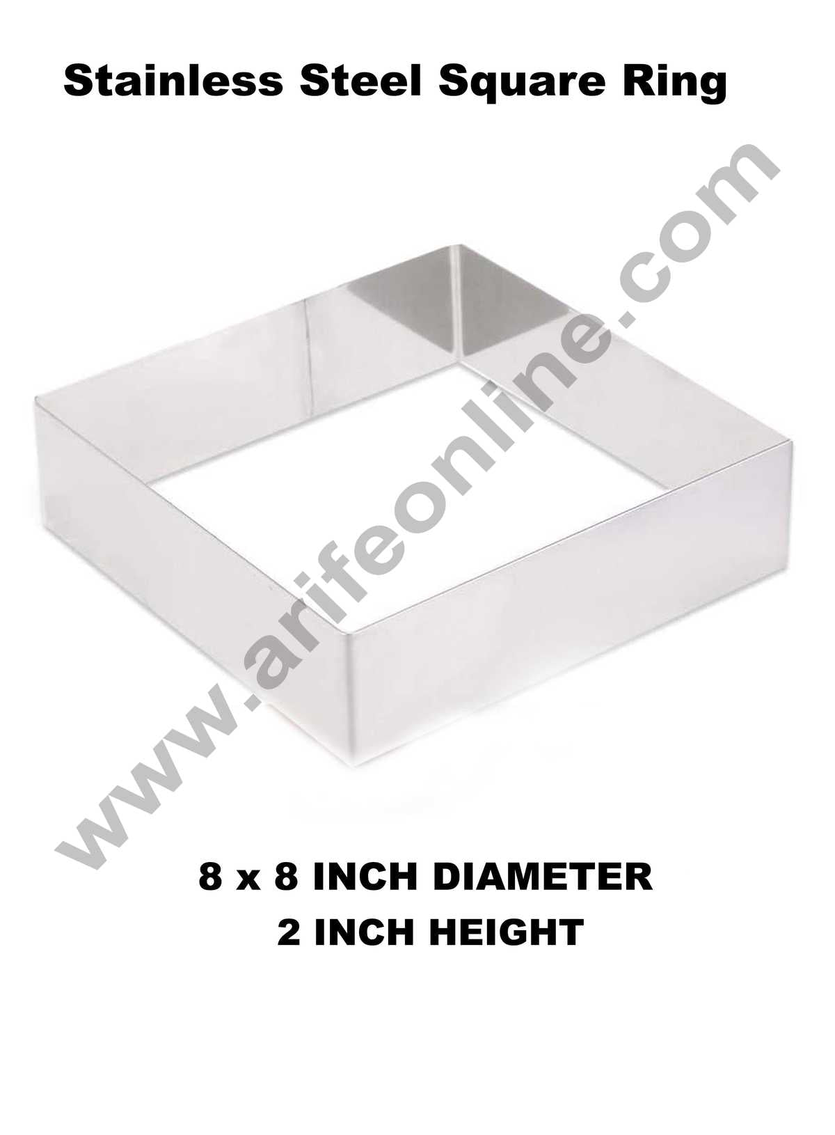 Cake Decor Square Cake Ring Stainless Steel Cutter Heavy Ring (8x8 inc ...