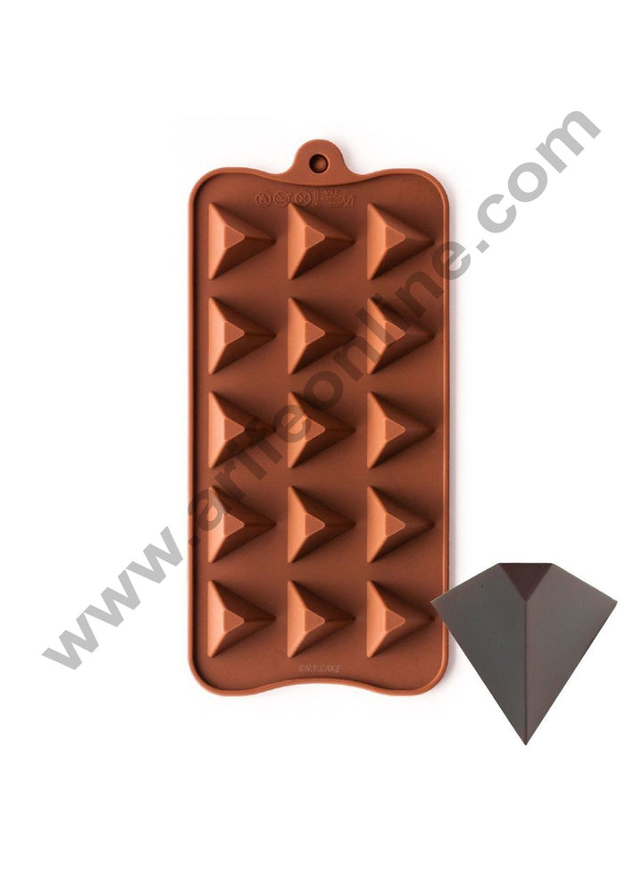 Cake Decor Silicon 15 Cavity Pyramid Triangle Design Brown Chocolate Mould, Ice Mould,