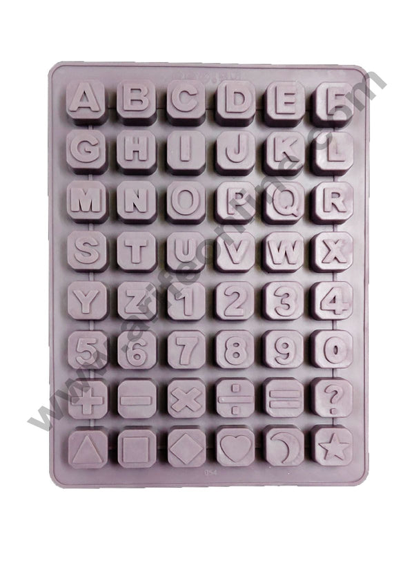 Cake Decor Silicon 48 Cavity Block Alphabet With Number Moulds Brown Chocolate Mould, Ice Mould, Chocolate Decorating Mould