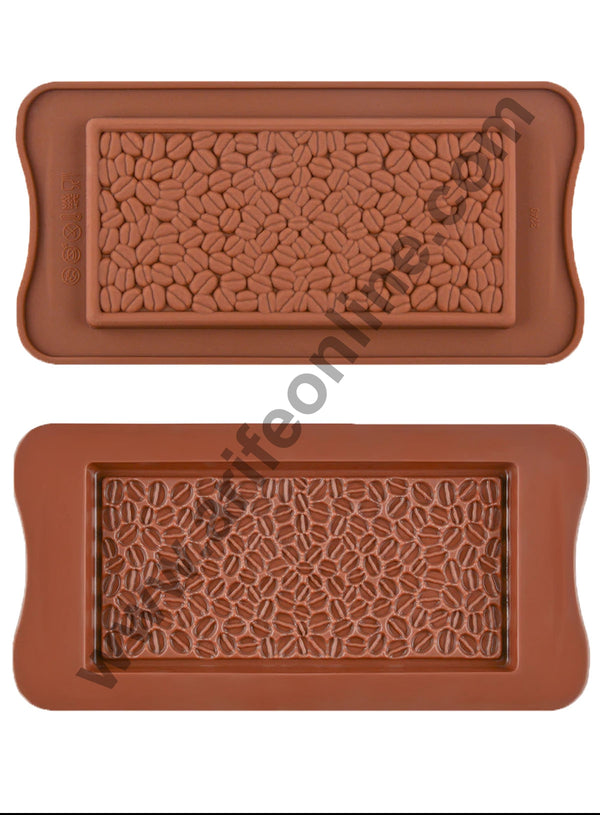 Cake Decor 1 Cavity Coffee Beans Chocolate Bar Shape Silicone Chocolate Mould