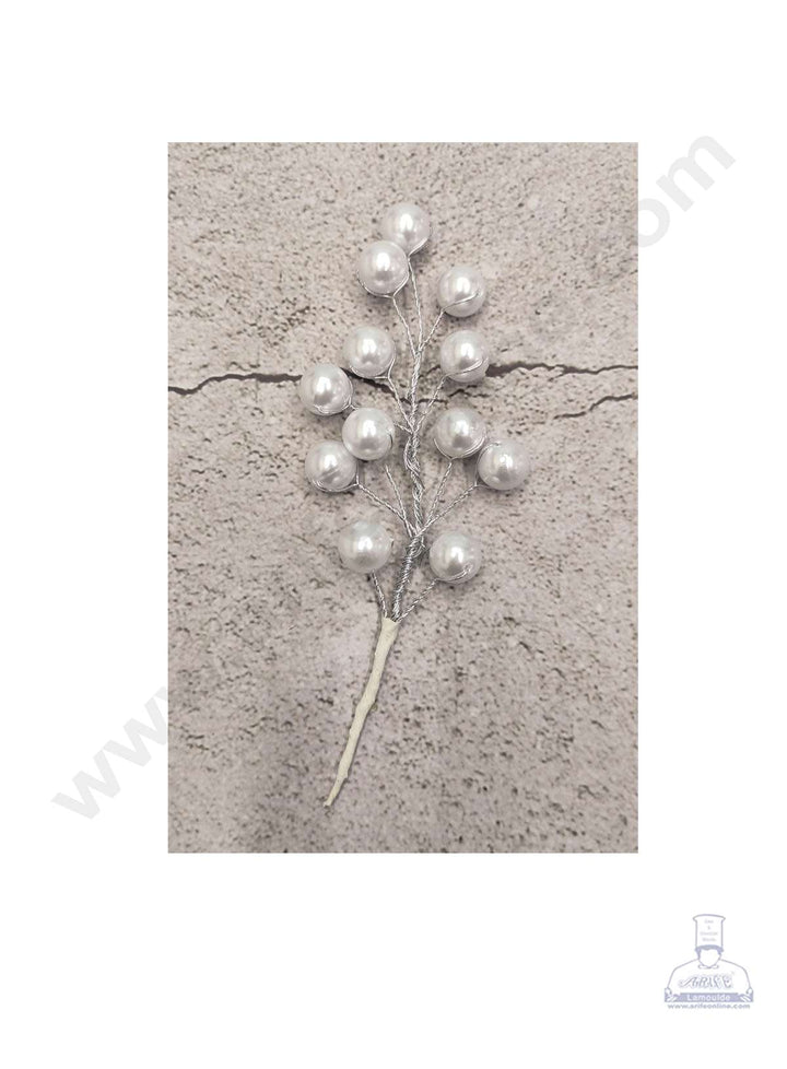 Cake Decor™ Pearl Bead Flower For Cake Decoration – Silver ( 1 pc pack )