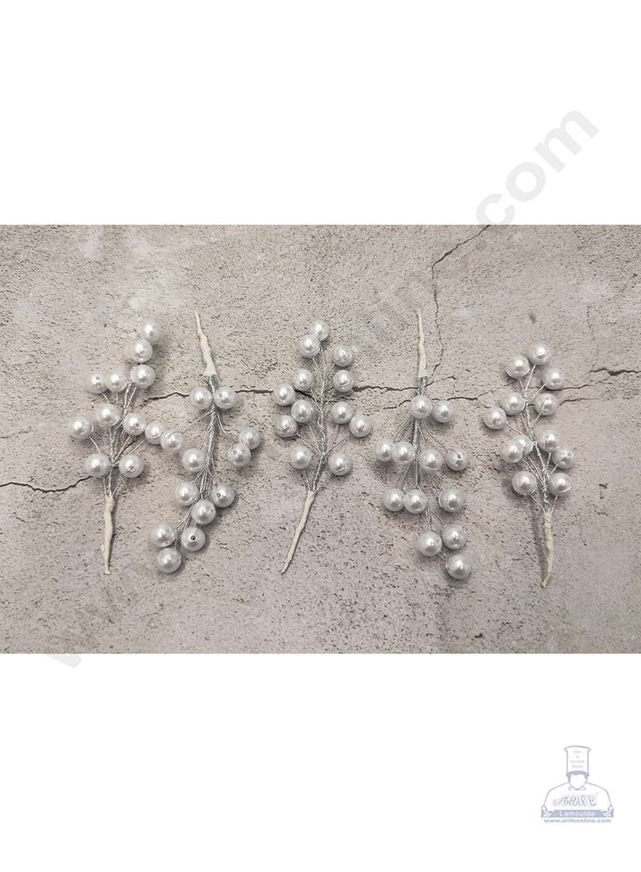 Cake Decor™ Pearl Bead Flower For Cake Decoration – Silver ( 1 pc pack )