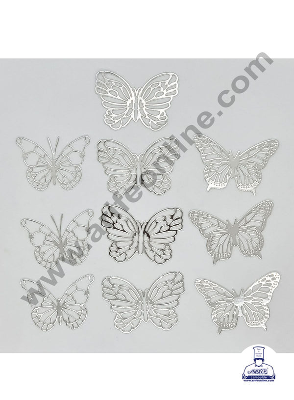 Cake Decor 10 pcs Silver Butterfly Paper Topper For Cake And Cupcake Decoration