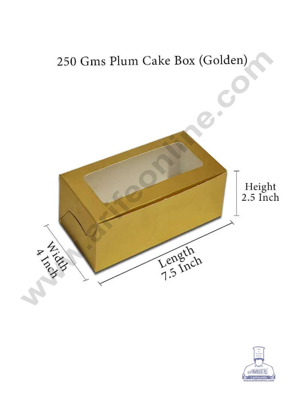 Cake Decor Golden Plum Cake Box Clear Window, Plum Carriers - Small ( 10 Pcs Pack )