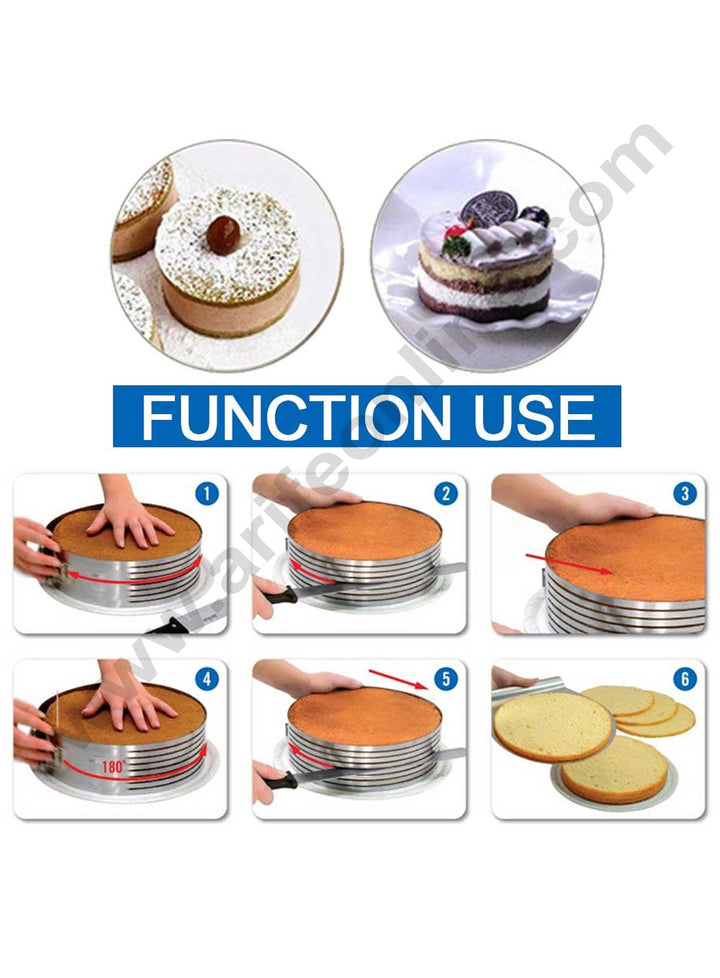 Stainless Steel Layer Cake Slicer - Adjustable Cake Slice Cutter - Cake Bread Cutter Leveler - Adjustable 6 to 8 Round Stainless Steel Layer Cake Slicer