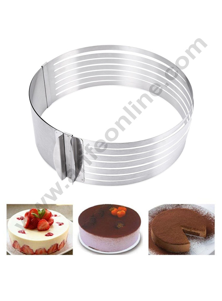 Cake Decor Stainless Steel Small Layer Cake Slicer – Adjustable Small Round Cake Slicer Cutter Leveler