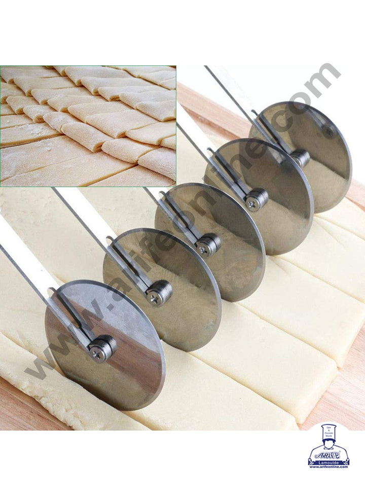 Cake Decor 5 Wheel Pastry Cutter Stainless Steel Expandable Pizza Slicer Multi-Round Pastry Knife Baking Cutter Roller