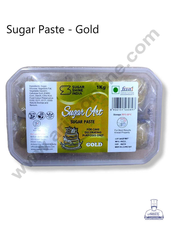 Sugar Shine India Sugar Art Sugar Paste - Gold ( 1 KG )