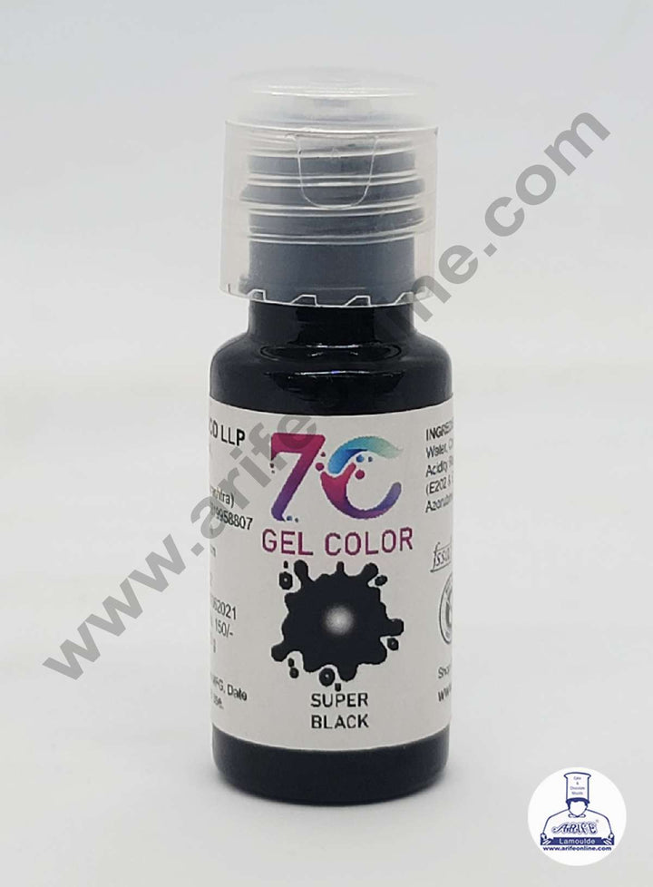 7C Edible Gel Color Food Colouring for Icing, Cakes Decor, Baking, Fondant Colours - Super Black