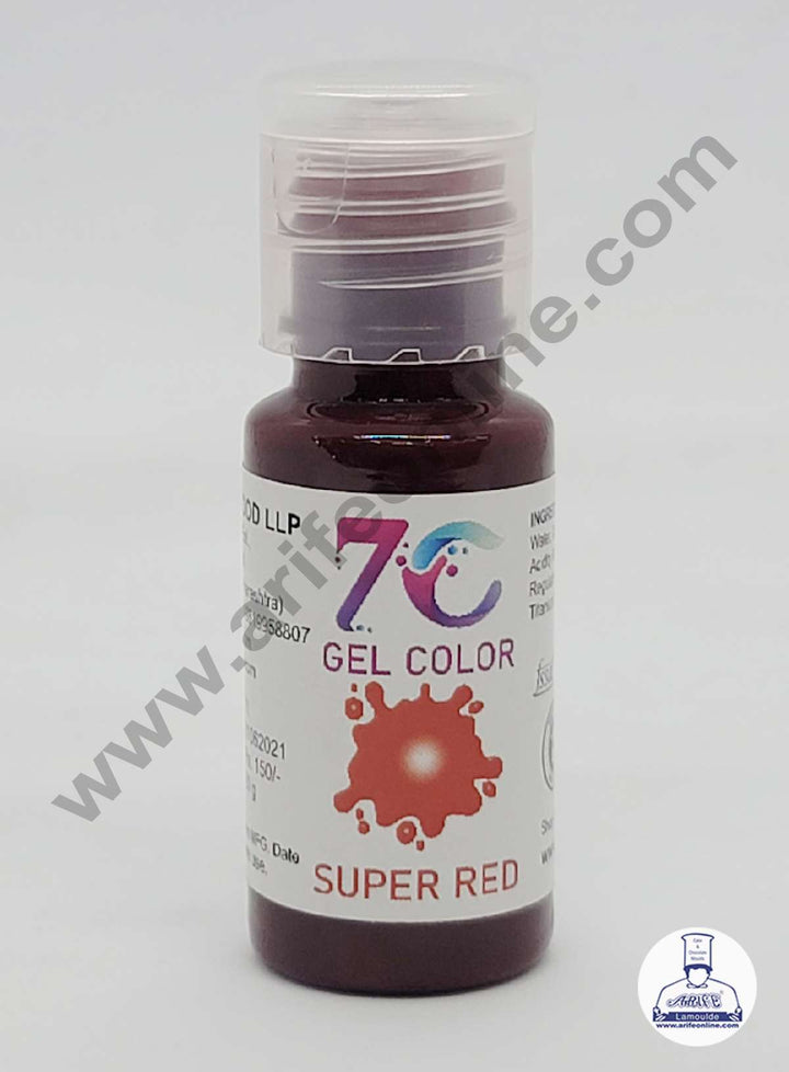 7C Edible Gel Color Food Colouring for Icing, Cakes Decor, Baking, Fondant Colours - Super Red