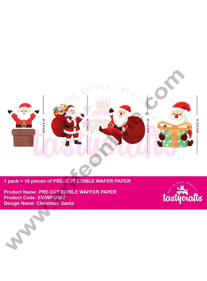 Cake Decor Edible Pre Cut Wafer Paper - Christmas Special Santa Clause - (Set of 32 pcs)