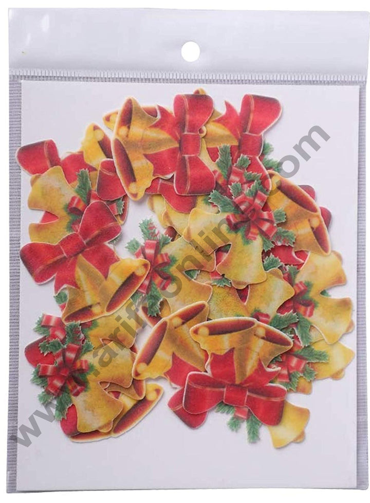 Cake Decor Edible Pre Cut Wafer Paper - Christmas Special Santa Bells - (Set of 32 pcs)