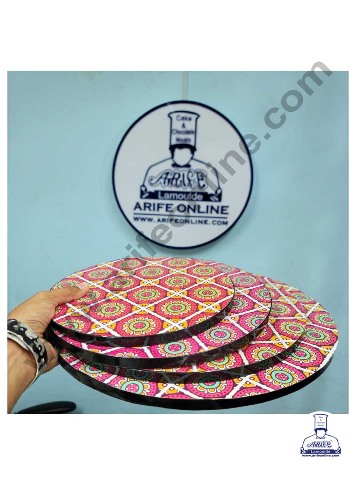 CAKE DECOR™ Traditional Design Round Drum Cake Board Cake Base - Desig ...