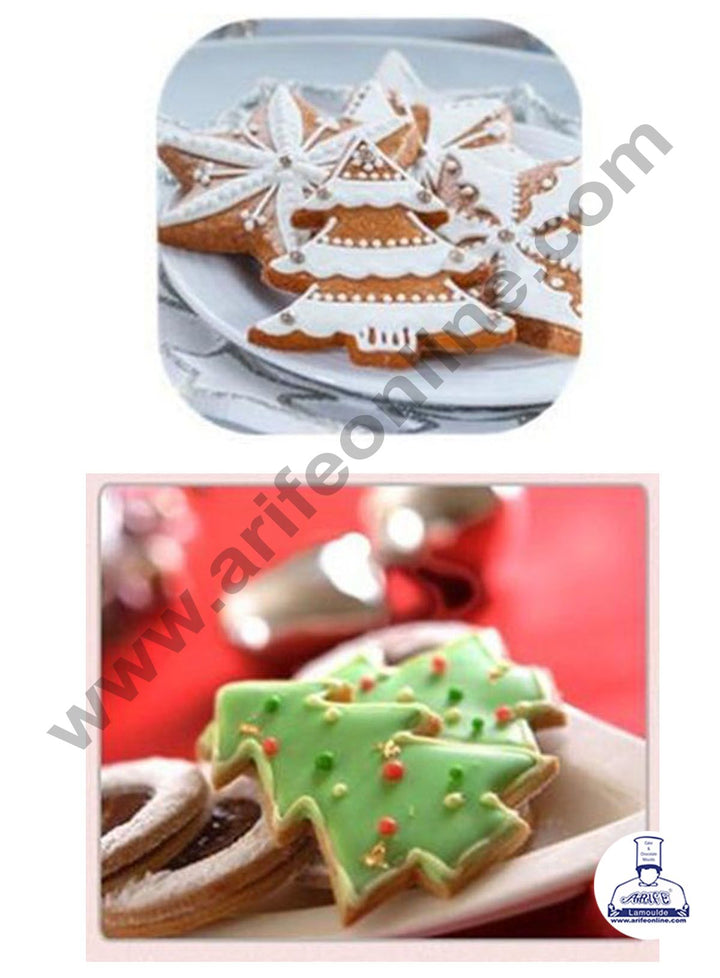 Cake Decor Double Sided Plastic 5 pcs Tree Shaped Plastic Cookie Biscuit Pastry Fondant and Cake Cutter