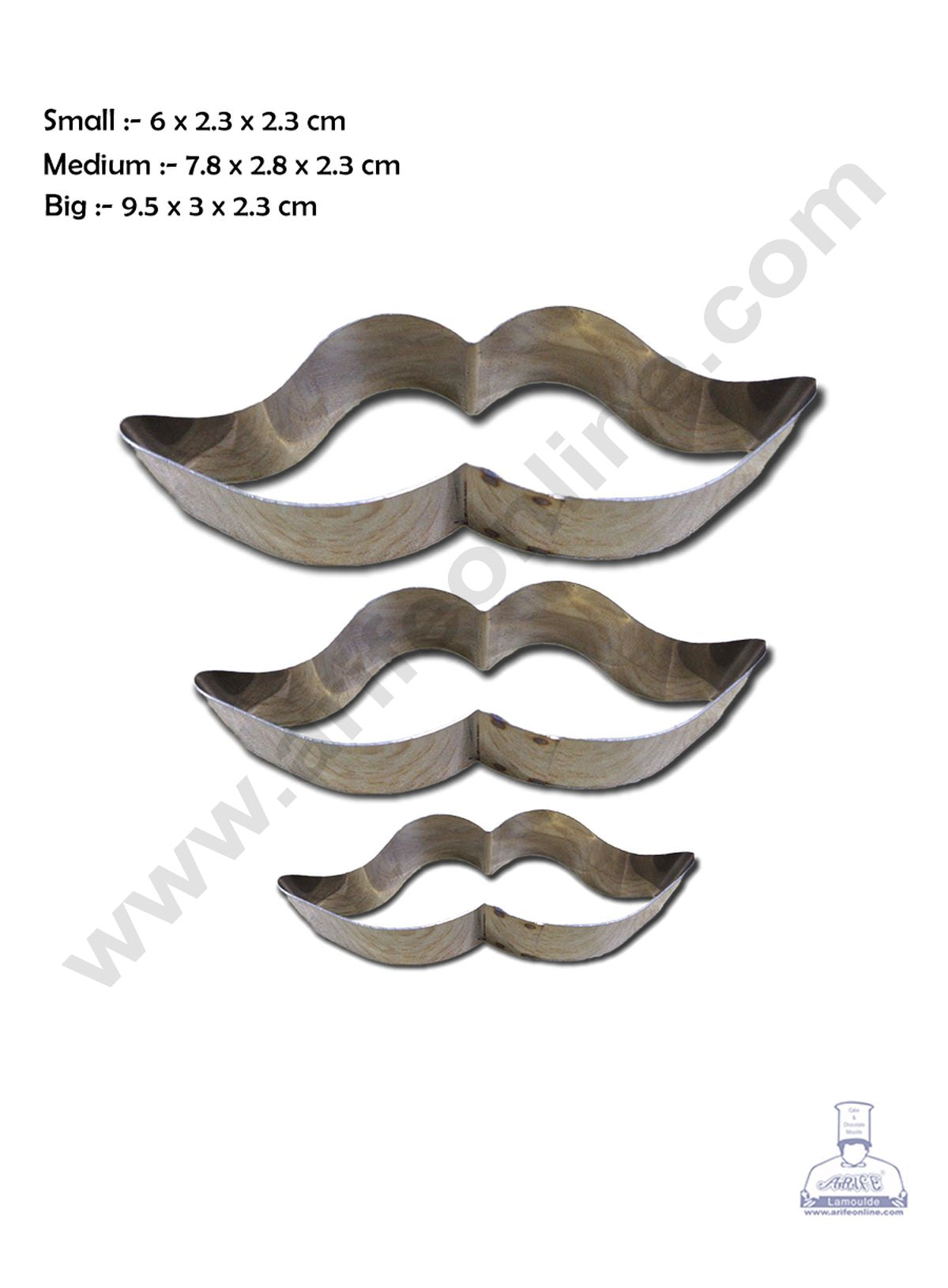 Home Cake Decor 3 Pieces Mustache Shape Steel Cutter Bakeware Mould ...
