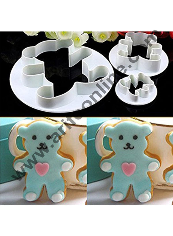 Cake Decor 3Pcs/Set Cute Teddy Bear Shape Fondant Cookie Cutters Plunger Baking Pastry Mold Decorating Tools