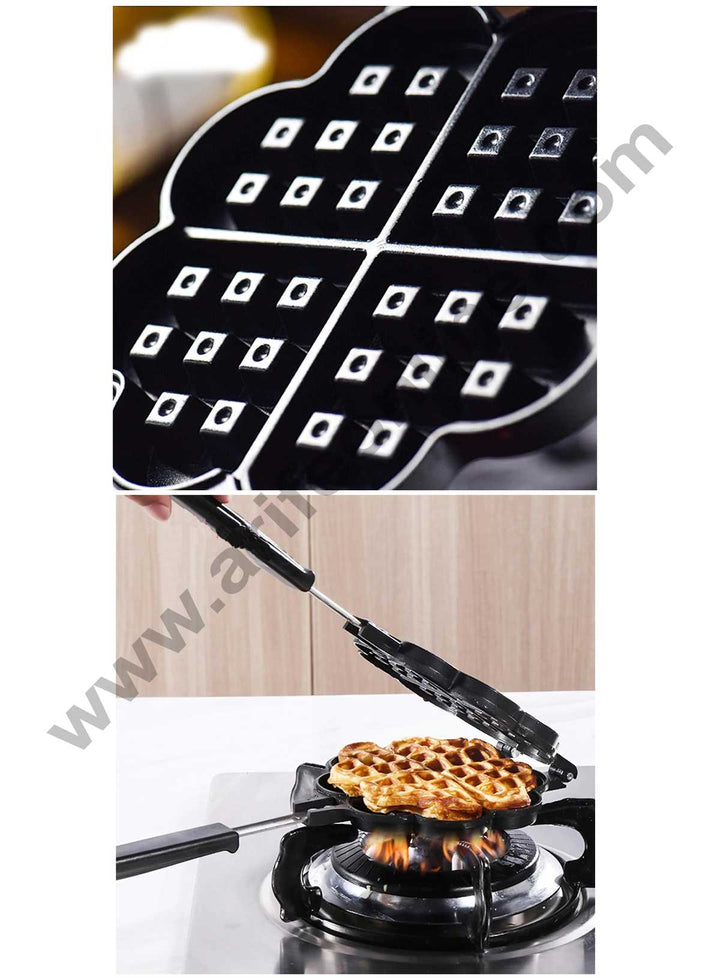 Cake Decor Waffle Maker Gas Heat Heart Shape Waffle Non-Stick Cake Baking Tray Hollow Design