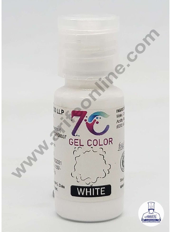 7C Edible Gel Color Food Colouring for Icing, Cakes Decor, Baking, Fondant Colours - White