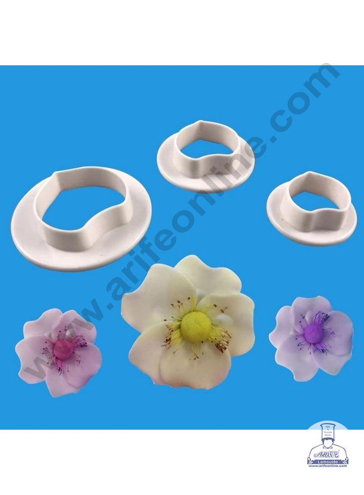 Cake Decor 3 Pieces Set Wild Rose Cutter Fondant Cutters Cupcake Cake Decorating Tools