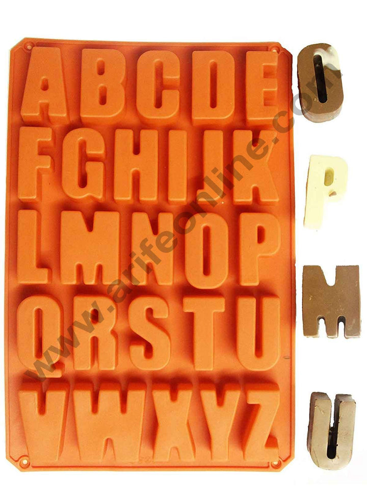 Cake Decor "A-Z" 26 English Letters Alphabet Soap Ice Cube Chocolate Candy Silicone Mold Cake Decoration Pan Silicone Alphabet Baking Mold