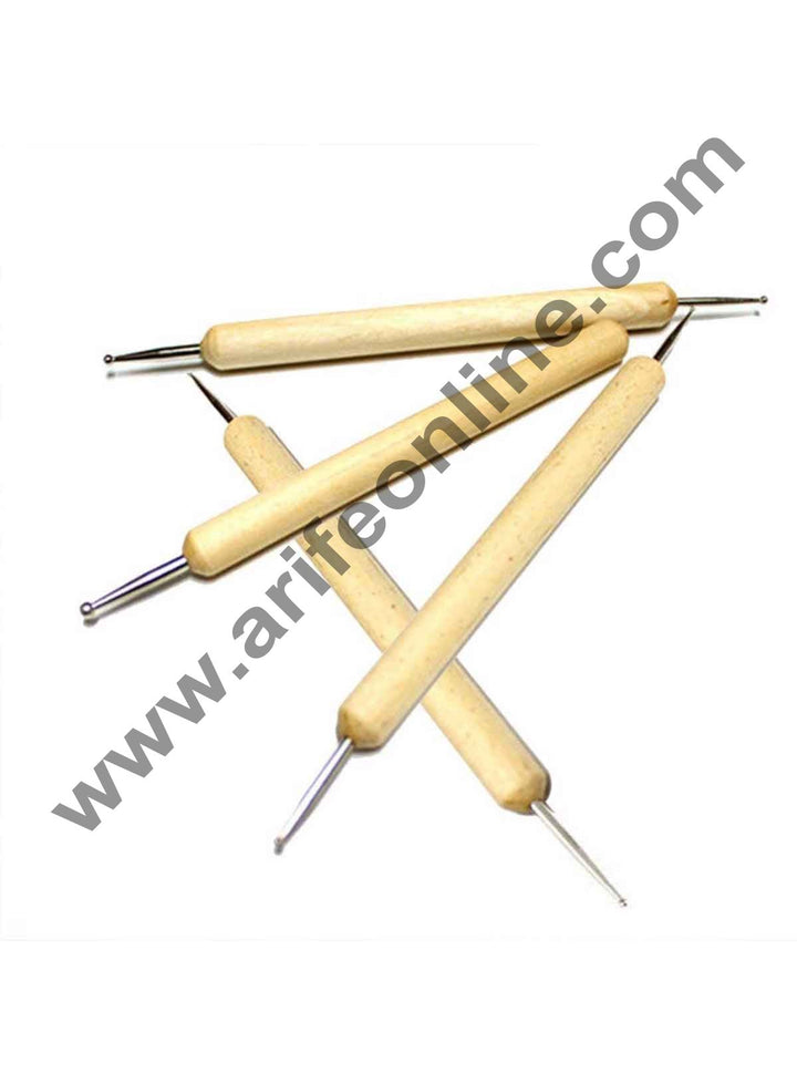 Cake Decor 4pcs Stainless Steel Ball Stylus Polymer Clay Pottery Ceramics Sculpting Handmade Modeling Tools Set with Wooden Handle and Painting Tool