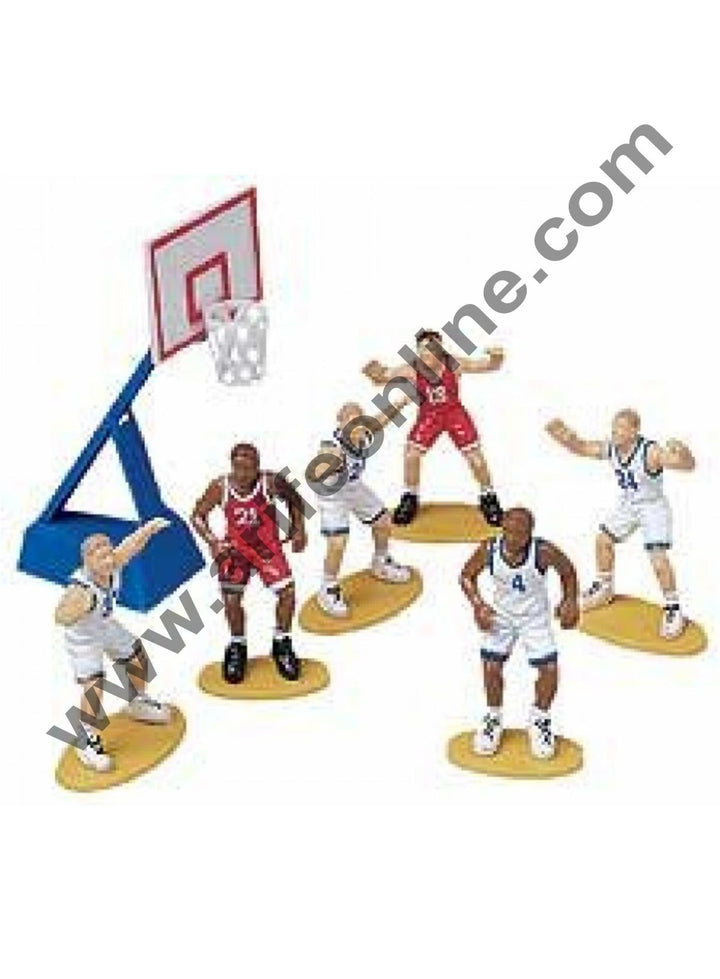 Cake Decor Basketball Cake Topper 4 Players And 1 Basket Set