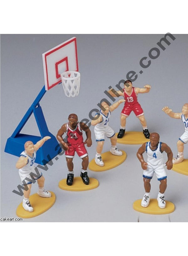 Cake Decor Basketball Cake Topper 4 Players And 1 Basket Set