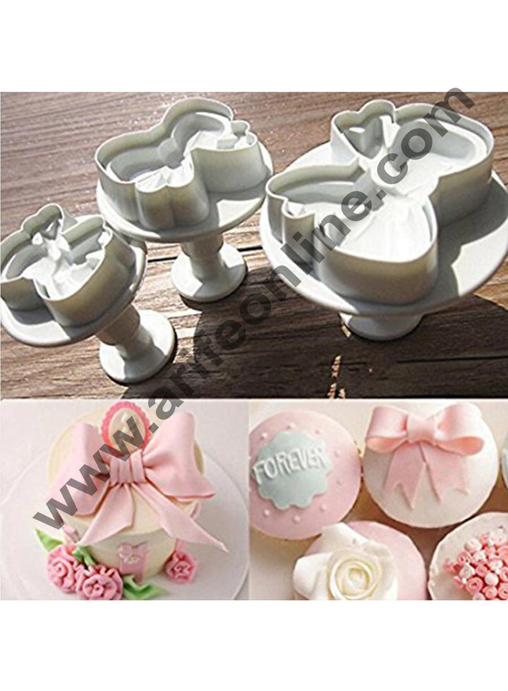 Cake Decor 3pcs/set Bow knot Cookie Mo ld Baking Tools Molds Plastic Bow Tie Knot Cake Cutter Sugarcraft Fondant Plunger