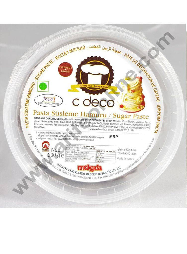 C Deco Sugar Paste (Fondant)-Brown 200 GRM