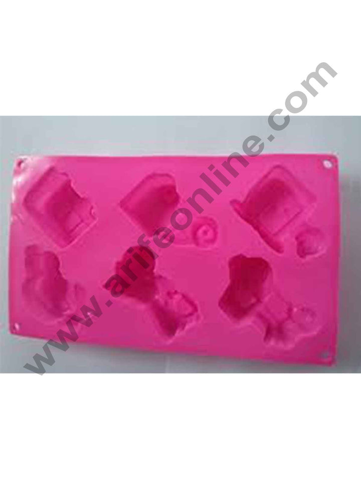 Cake Decor Silicone 6 Cavity Car Bike Jeep Bus Van Helicopter Design Muffin Mould Soap Mould (Output Weight : Approx 100 Grams)
