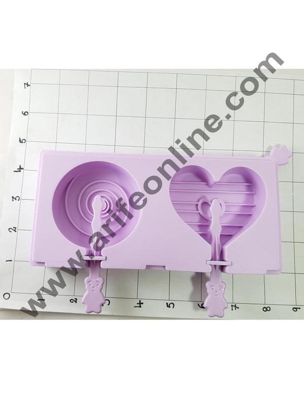 Cake Decor 2 in 1 Heart and Circle Design Silicone Popsicle And Cakesicle Molds Tools With Dust Cover Sticks Frozen Mold Kitchen Accessories