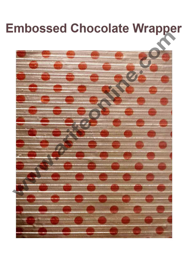 Cake Decor Chocolate Wrappering Foil, Embossed Chocolate Wrapper, 200 Sheets - 10in x 7in - Dotted Light Red and Red