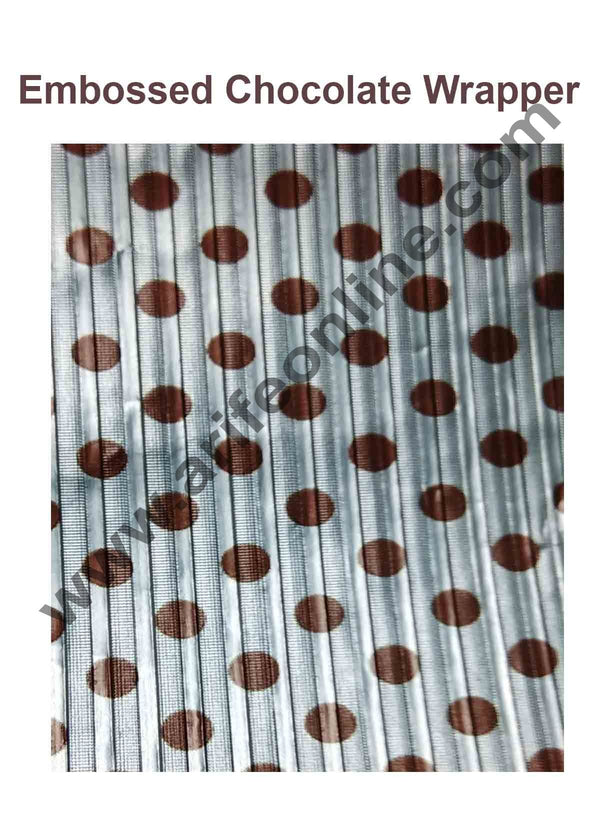 Cake Decor Chocolate Wrappering Foil, Embossed Chocolate Wrapper, 200 Sheets - 10in x 7in - Dotted Silver Brown