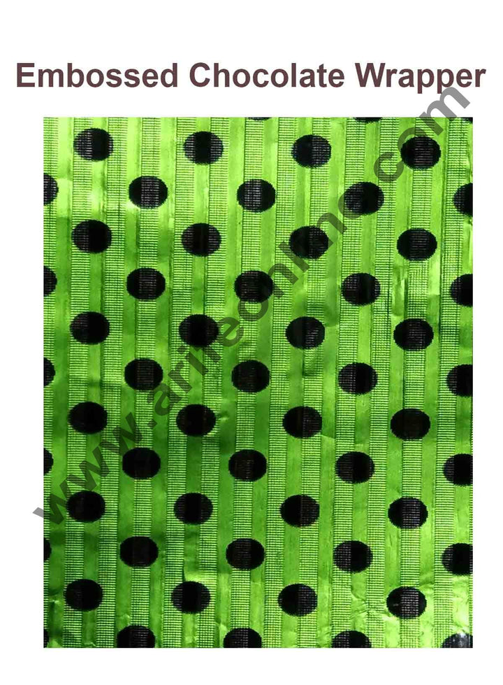 Cake Decor Chocolate Wrappering Foil, Embossed Chocolate Wrapper, 200 Sheets - 10in x 7in - Dotted Green Black