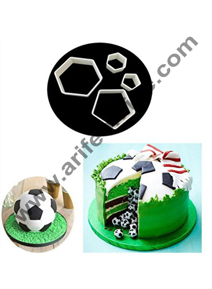 Cake Decor 4pcs Plastic Football Shape Cookie Cutter Stamp Sugarcraft Baking Mould Fondant Cake Decorating Tools