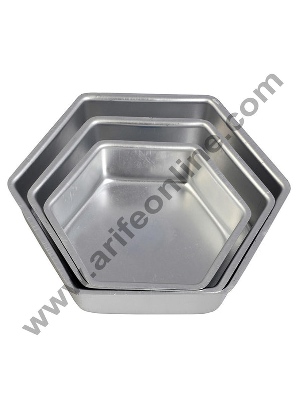 Cake Decor Hexagon Shape Aluminum 3 in 1 Cake Mould Set of 3